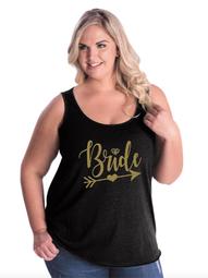 Bride Heart Arrow Gold Wedding Women's Curvy Plus Size Tank Tops