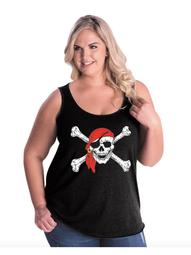 Pirates Jolly Roger Skull Crossbones Women Curvy Plus Size Tank Tops