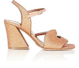 Glitter & Leather Ankle-Strap Sandals