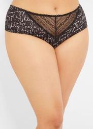 Logo Script Hipster Panty With Lace