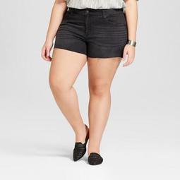Women's Plus Size Midi Jean Shorts - Universal Thread™ Black 26W