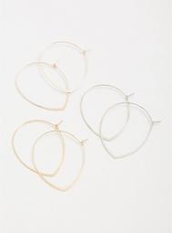 Silver & Gold-Tone Thin Pear Hoop - Set of 3
