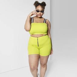 Women's Plus Size Cropped Tank Top - Wild Fable™ Neon Yellow
