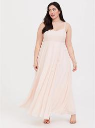 Special Occasion Peach Chiffon Beaded Gown