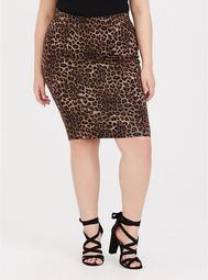 Leopard Ponte Pencil Skirt