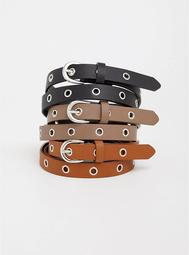 Faux Leather Grommet Belt - Pack of 3
