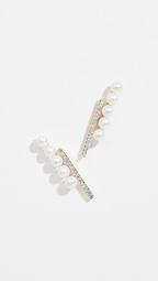 14k Diamond and Pearl Bypass Earrings