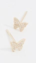 14k Diamond Butterfly Stud Earrings