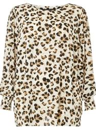 **DP Curve Multi Colour Leopard Print Long Sleeve Shirred Soft Top