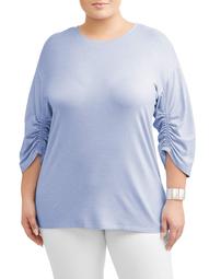 Women's Plus Size Soft Hacci Shirred Top