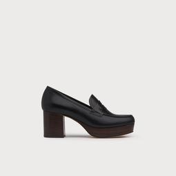 Lina Black Loafer Heels