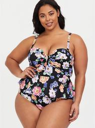 Floral Peplum Lightly Lined Midkini Top