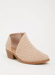 Taupe Perforated Angled Bootie (Wide Width)