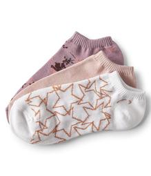 3-Pack Star, Solid & Floral Ankle Socks