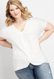 plus size solid twist front oversized tee
