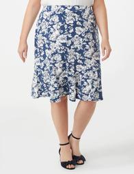 Plus Size Puff Print Denim Skirt