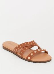 Tan Studded Strappy Sandal (Wide Width)