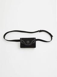 Black Studded Faux Suede Belt Bag