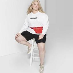 Women's Plus Size Oversized Crewneck Embroidered Sweatshirt - Wild Fable™ White