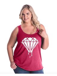 Diamond in White Melting Bleeding Dripping Women Curvy Plus Size Tank Tops
