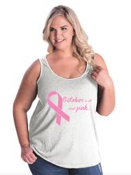 October All About Pink Breast Cancer Awareness Women's Curvy Plus Size Tank Tops