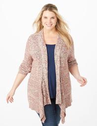 Plus Size Marbled Pointelle Cardigan 