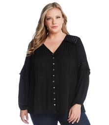 Plus Size Embroidered Cut-Out Top
