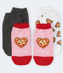 3-Pack Pizza, Solid & I Heart Pizza Ankle Socks