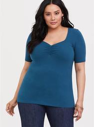 Blue Ruched Foxy Tee