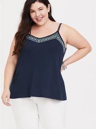 Super Soft Blue Embroidered Swing Cami