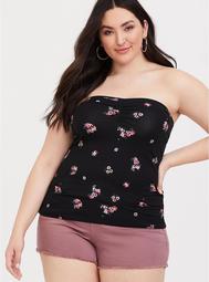 Black Floral Foxy Tube Top