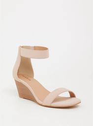 Blush Pink Ankle Strap Midi Wedge (Wide Width)