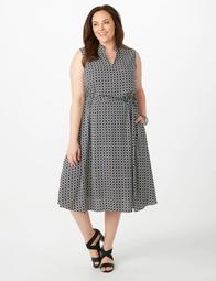 JONES STUDIO&reg; Plus Size Link-Printed Tied-Front Dress