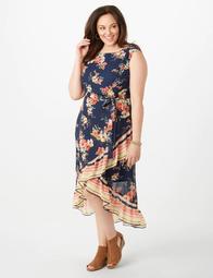 Plus Size Floral Ruffle High-Low Dress