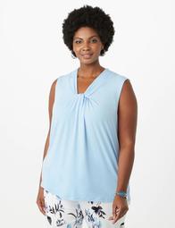 Plus Size Knotted-Neckline Top