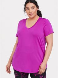 Hot Pink V-Neck Wicking Active Tee