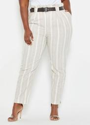 Belted Striped Linen Pant