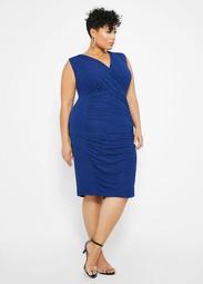 Fashion Without Limits by EMME® Surplice Ruched Skirt Dress