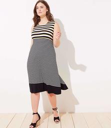 LOFT Plus Mixed Stripe Cutout Back Midi Dress