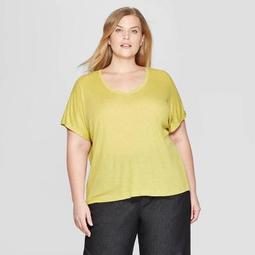 Women's Plus Size Short Sleeve V-Neck Dolman Basic T-Shirt - Prologue™ Yellow