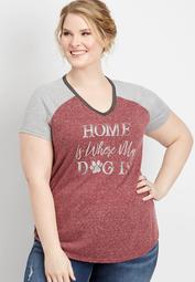 plus size home is where my dog is graphic tee