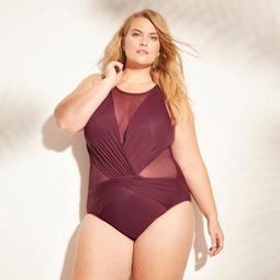 Women's Plus Size Mesh Inset One Piece Swimsuit - Aqua Green®