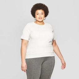 Women's Plus Size Short Sleeve Crew Neck Sweatshirt - Ava & Viv™