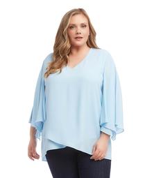 Plus Size Angel Sleeve Crossover Top