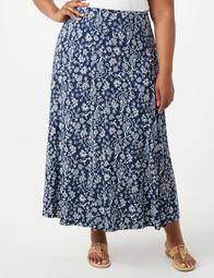 Plus Size Floral Knit Maxi Skirt 