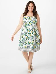 Plus Size Lemon Fit-And-Flare Dress