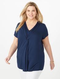 Plus Size Solid Draped Top
