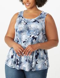 Plus Size Floral Puff Print Swing Top