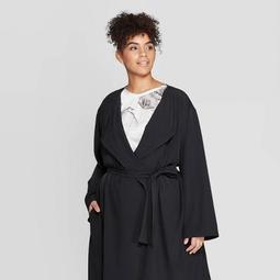 Women's Plus Size Long Sleeve Open-Front Over Coat - Prologue™ Black
