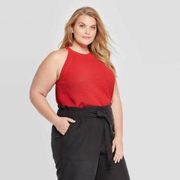 Women's Plus Size Sleeveless Crewneck Pullover Sweater - Prologue™ Red